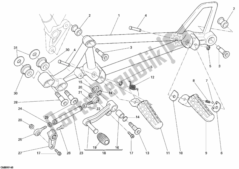 All parts for the Footrests, Left of the Ducati Sportclassic Sport 1000 USA 2008